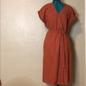 Burnt orange midi dress